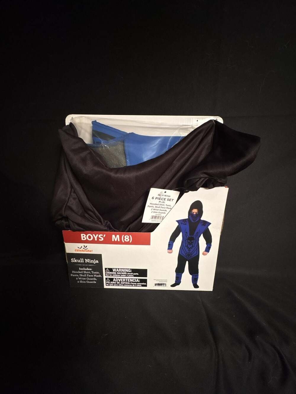 Way To Celebrate Boys M 8 Skull Ninja 6 Piece Halloween Costume Set